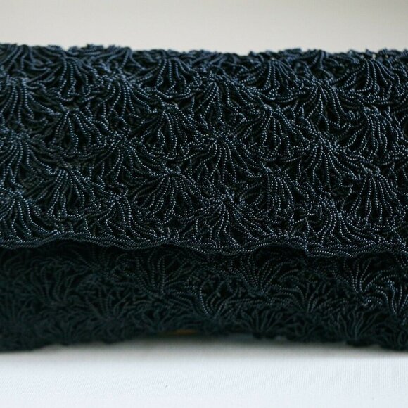 Black Crochet Look Beaded Japan Made Chic Bag - Picture 3 of 8